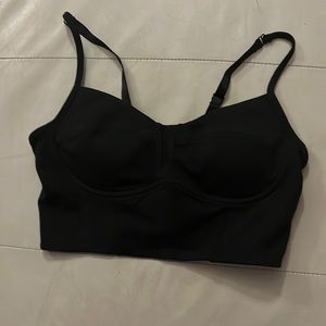 Lululemon  black cropped molded cup  tank with adjustable straps.
